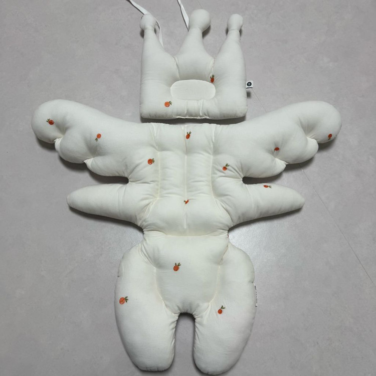 에시앙 범보의자 자수 크라운 라이너,베개 2종세트 오렌지--1