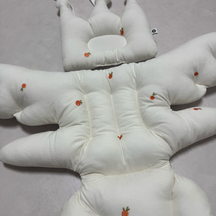 에시앙 범보의자 자수 크라운 라이너,베개 2종세트 오렌지--2