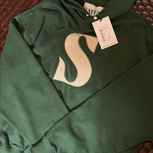 세터 리벳 아플리케 포켓 로고 후드 그린 XL