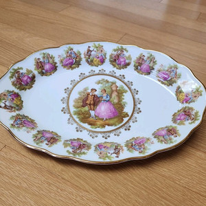 22K 금장 독일 글로리아 프리고나르 오발접시. 식기. 수집. 이미지