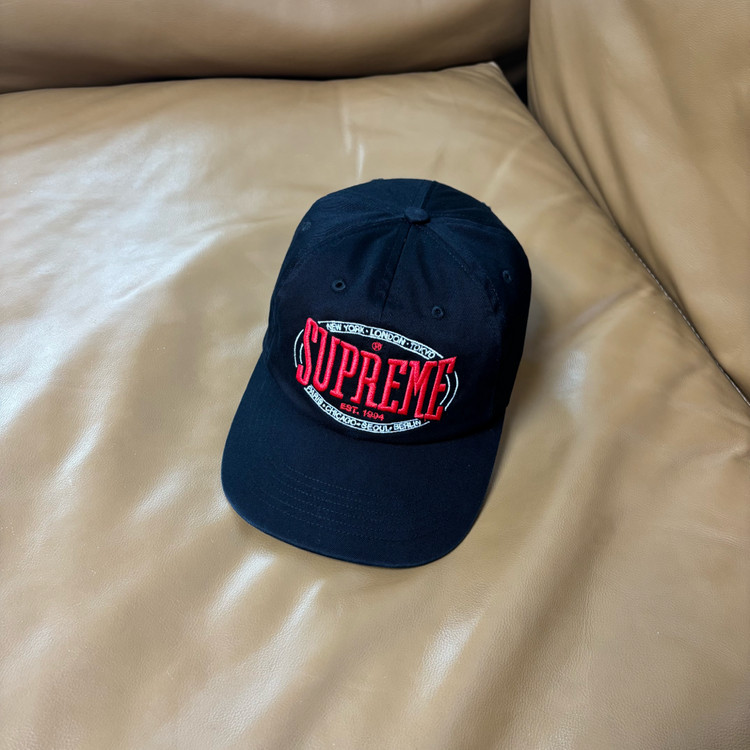 슈프림 6패널 볼캡 모자 웜업 워시드 블랙--0