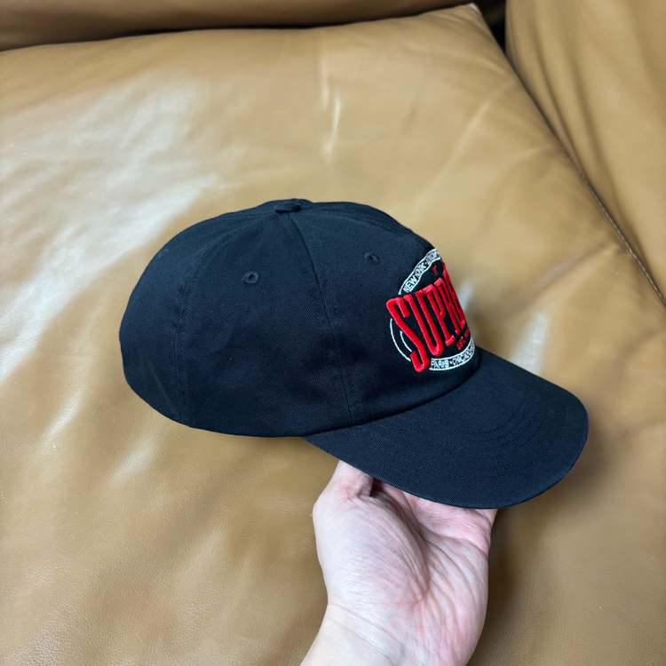 슈프림 6패널 볼캡 모자 웜업 워시드 블랙--3