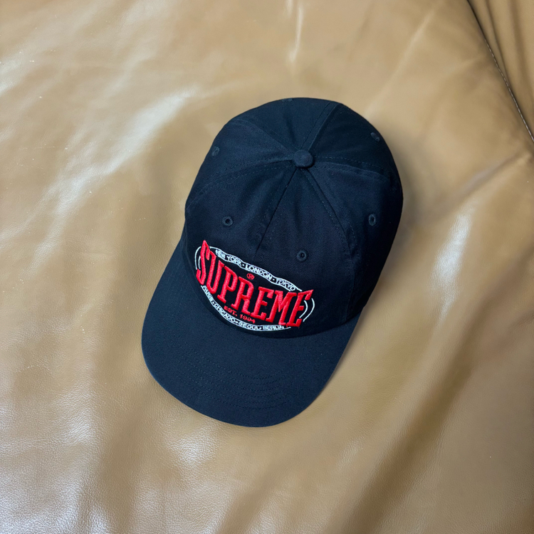 슈프림 6패널 볼캡 모자 웜업 워시드 블랙--5