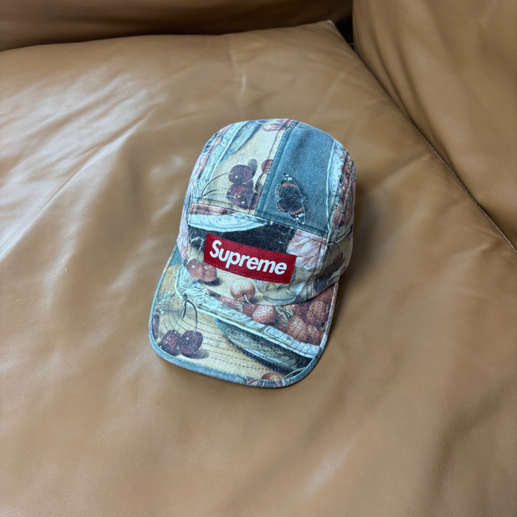 슈프림 캠프캡 모자 박스로고 스트로베리--0