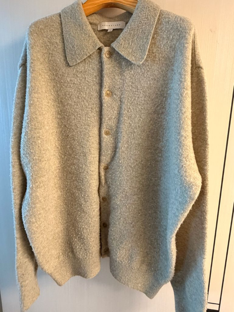 브라운야드 알파카 카라 가디건--2