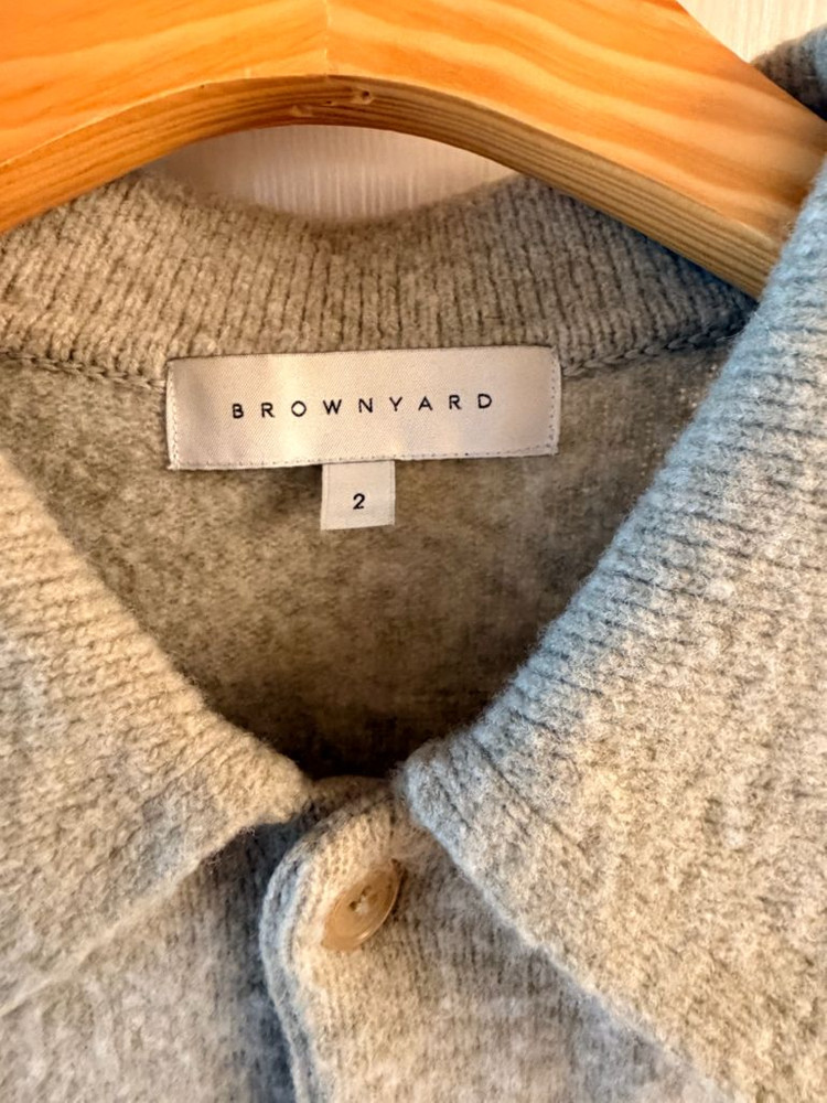 브라운야드 알파카 카라 가디건--3