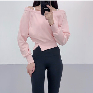 로라벨 필라테스복 오프숄더 맨투맨 커버업