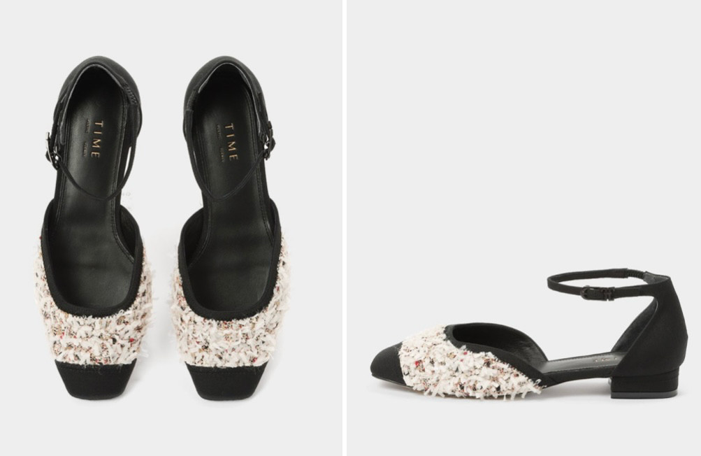 타임 트위드 스퀘어 토 메리제인 샌들 TIME--2