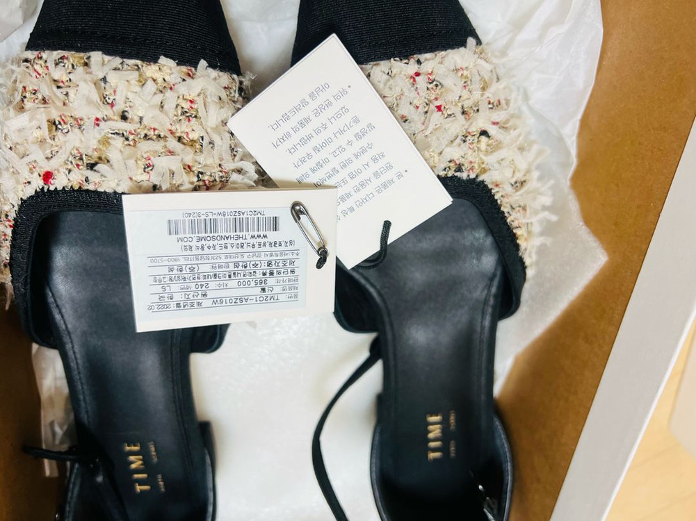 타임 트위드 스퀘어 토 메리제인 샌들 TIME--3