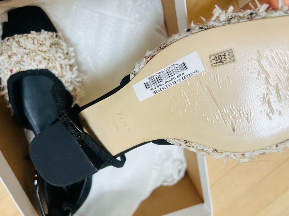 타임 트위드 스퀘어 토 메리제인 샌들 TIME--4