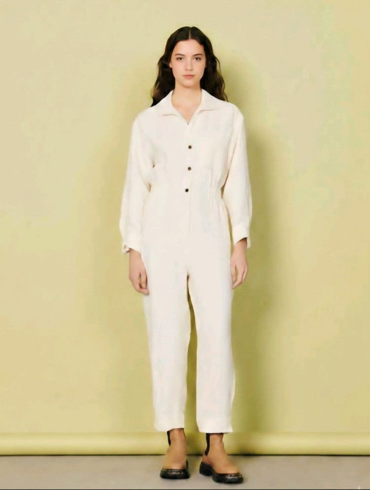 산드로 에크루 점프수트 36사이즈--1