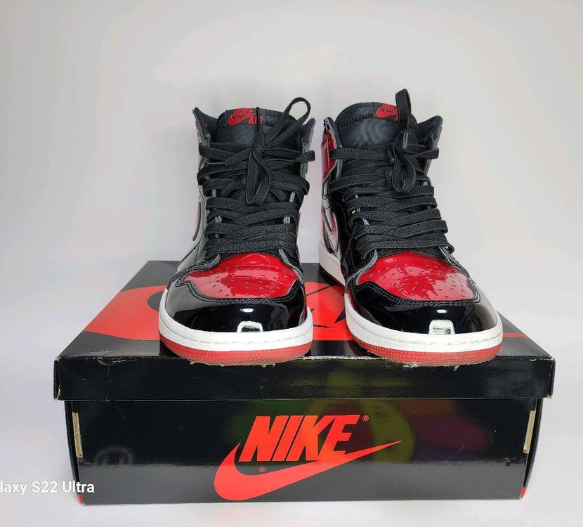 나이키 에어 조던 1 하이 OG 페이턴트 브레드입니다 275mm--3