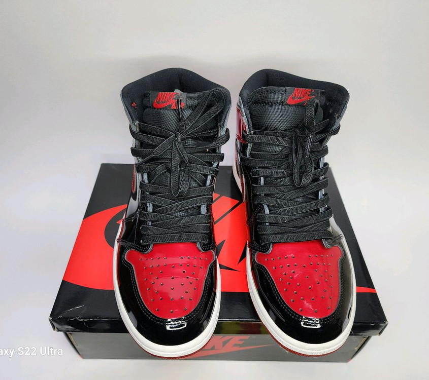 나이키 에어 조던 1 하이 OG 페이턴트 브레드입니다 275mm--4