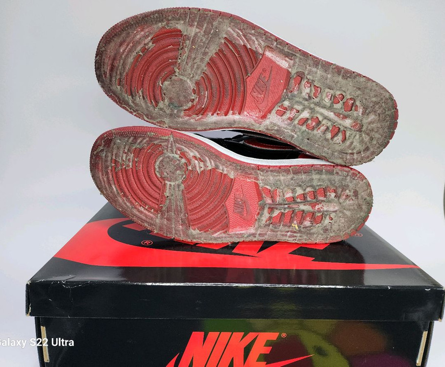 나이키 에어 조던 1 하이 OG 페이턴트 브레드입니다 275mm--6