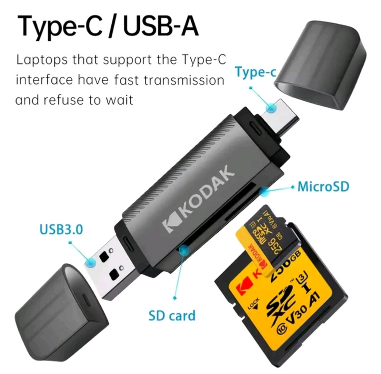 정품 C타입 USB 3.0 TF SD 카드 리더기--1