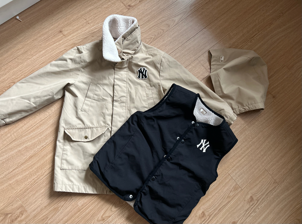 5벌 MLB 키즈 뉴욕 양키스 야구점퍼+뽀글이조끼 130--8