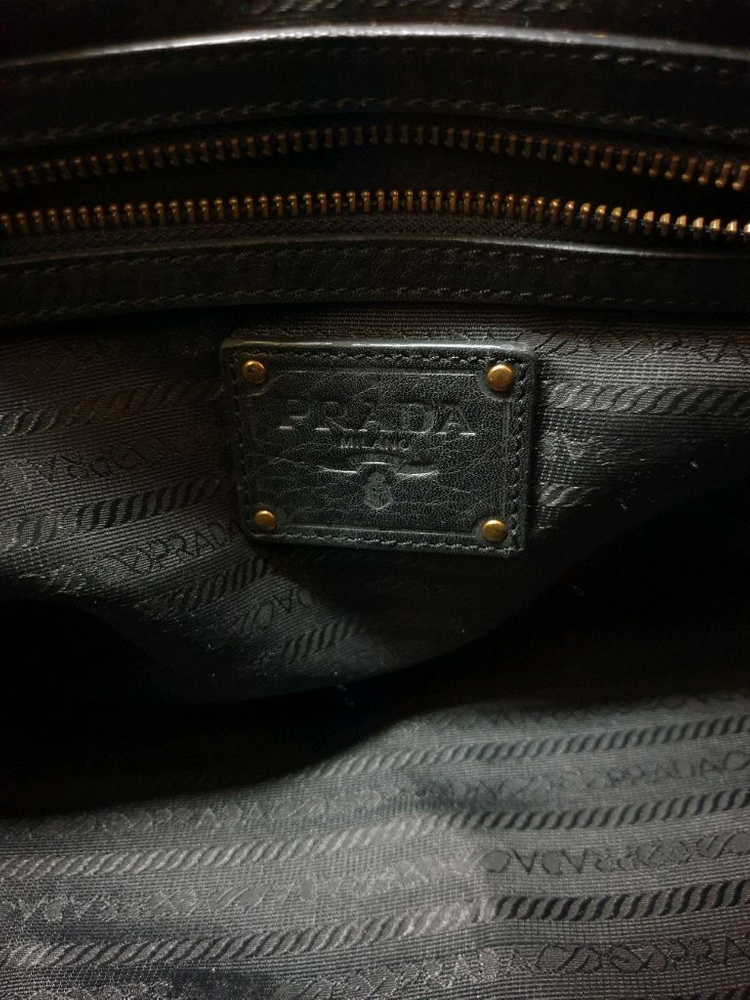프라다 블랙 가죽 토트백--6