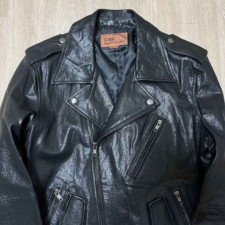 LONE 론 레더 남성 천연 양가죽 더블 라이더 가죽자켓 L/100--1