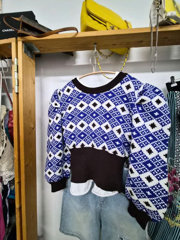 띠어리 케이블 벌룬퍼프니트--6