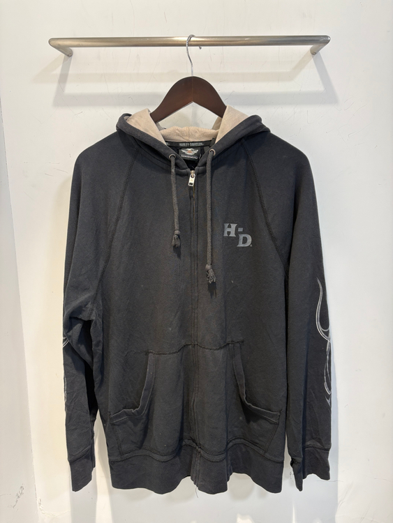 Harley-Davidson HD 로고 집업 후디 (차콜)--2
