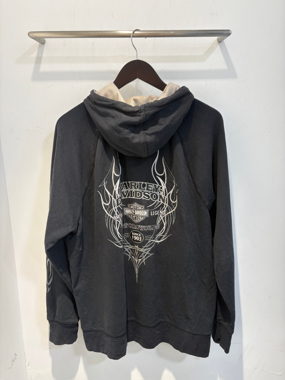 Harley-Davidson HD 로고 집업 후디 (차콜)--3