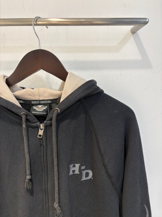 Harley-Davidson HD 로고 집업 후디 (차콜)--4