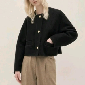 (2024.1) 한섬 시스템 캐시미어 블렌드 칼라리스 자켓 블랙