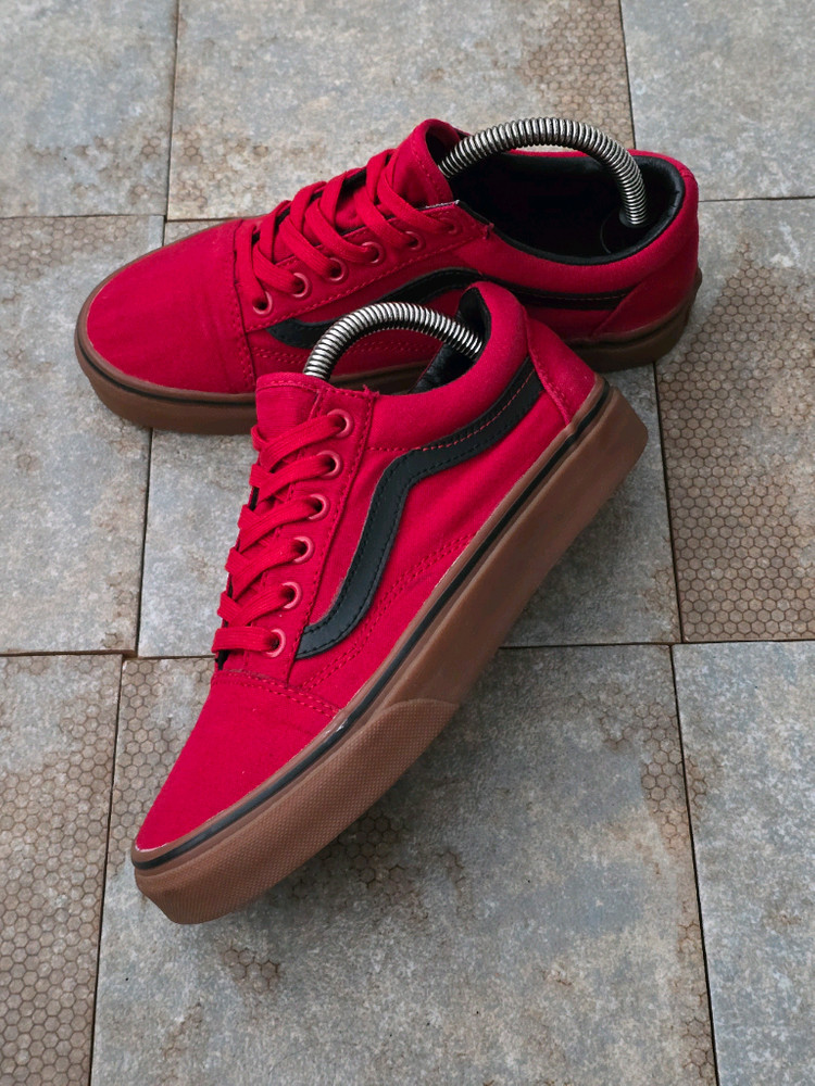 (225)반스 올드스쿨 레이싱 레드 스니커즈 운동화--2