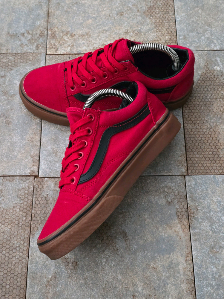 (225)반스 올드스쿨 레이싱 레드 스니커즈 운동화--4