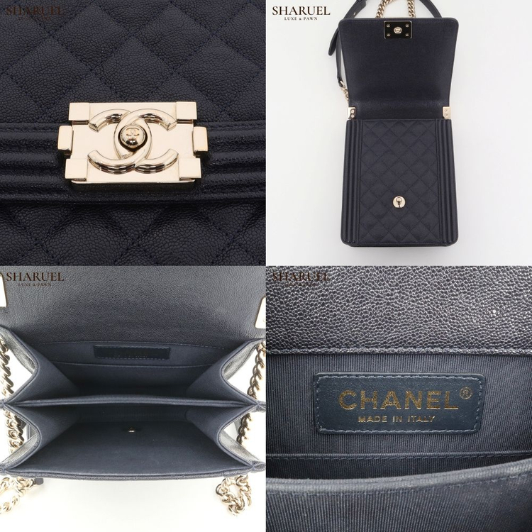 샤넬 보이 플랩 캐비어 사첼백 네이비 28번대 AS0130--6