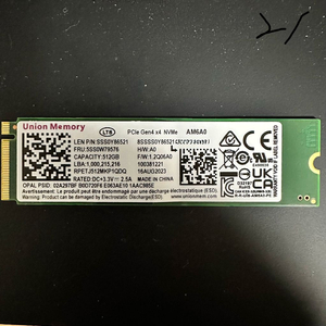 미사용 M.2 NVMe SSD 512G