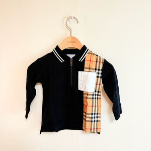 버버리 키즈 체크 하프 집업 카라티 2y
