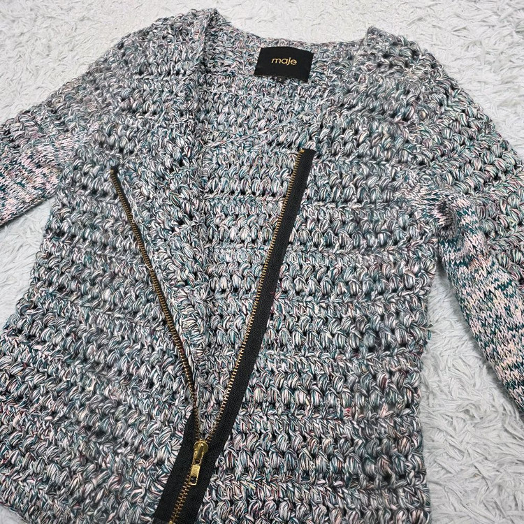 마쥬(maje) 크로셰 지퍼 가디건 믹스컬러 2호(85)--3