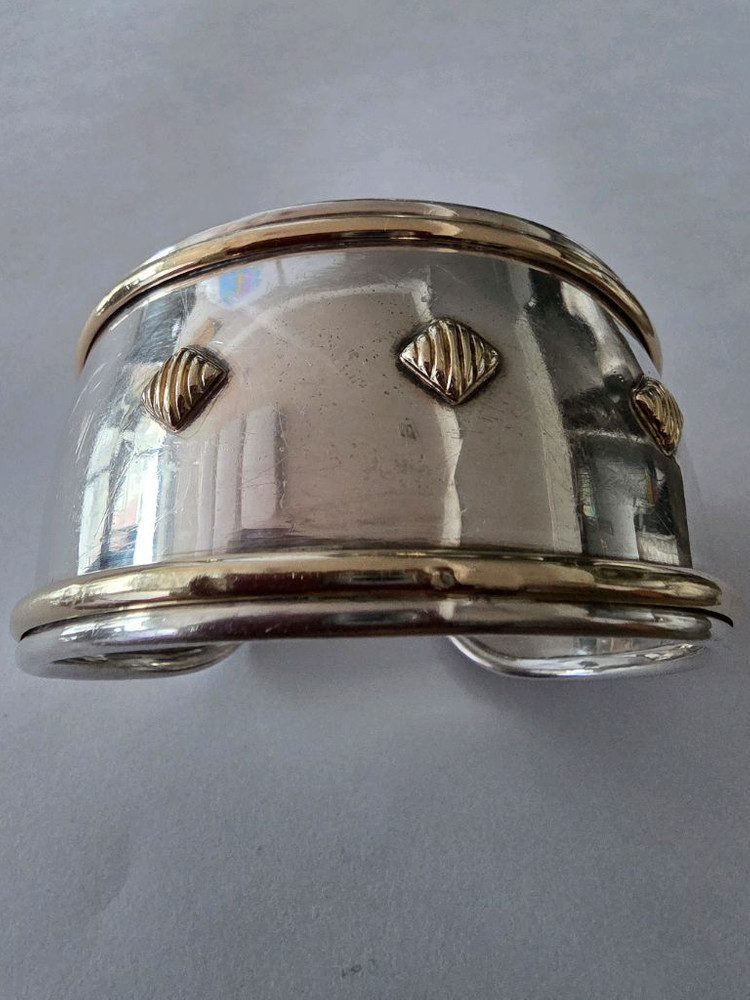 스털링실버+14K 존재감있는 심플한 팔찌--1