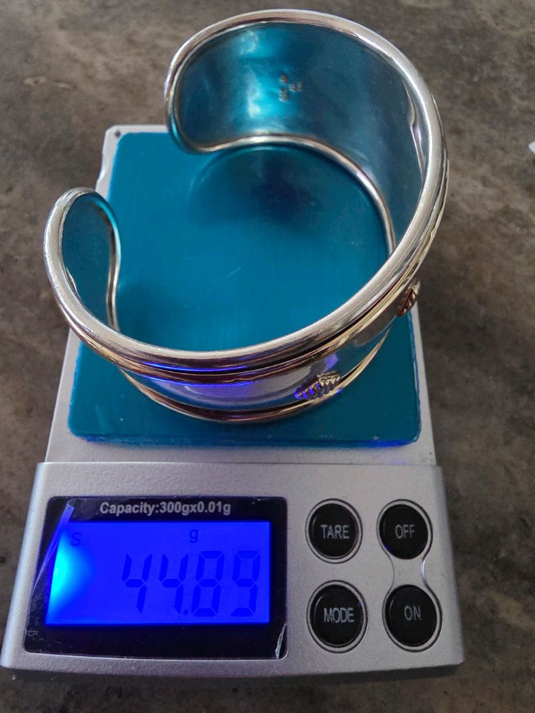 스털링실버+14K 존재감있는 심플한 팔찌--7