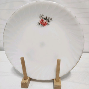 밀크글라스 빈티지 장미 무늬 접시 이미지