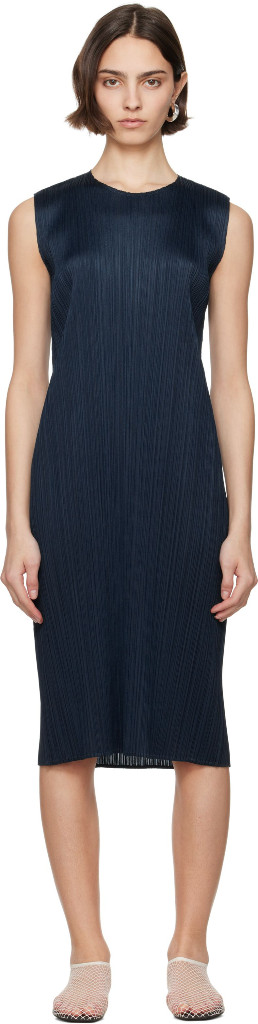 플리츠플리즈 원피스 새상품2사이즈 이세이미야케 4월 원피스GRAYISH NAVY--3