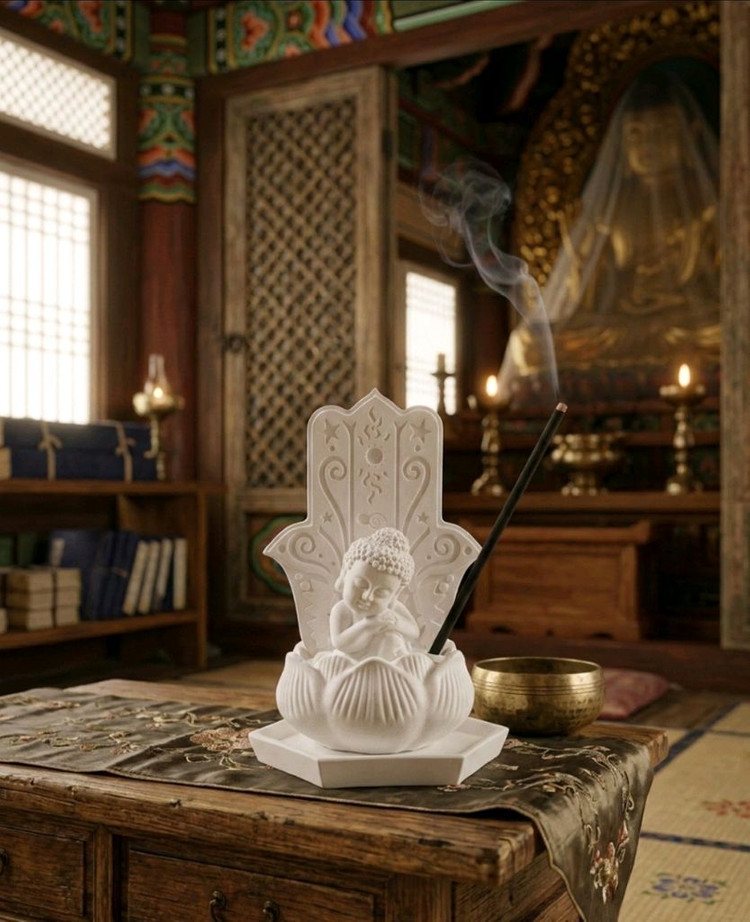 감성 불상 석고방향제 세트 받침대 포함 / 향 선택--1
