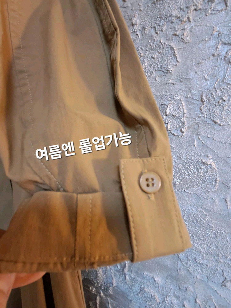 카멜 색상의 수입 셔츠형 벨티드 롱 원피스--5