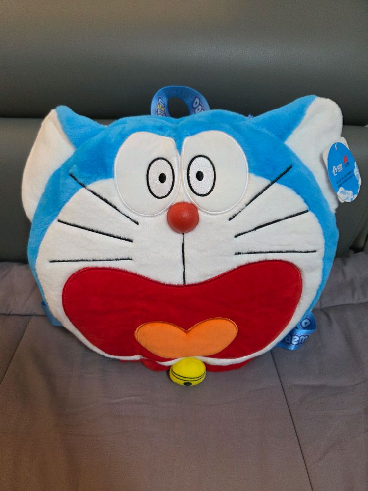 새상품 정품택)도라에몽 얼굴 쿠션 가방 백팩유아동 초등학생 입학선물--0