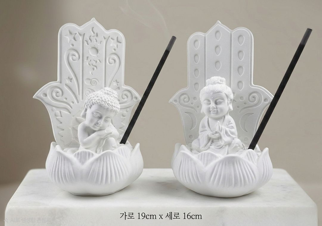 감성 불상 석고방향제 세트 받침대 포함 2P--4