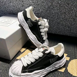 메종 미하라 야스히로 블레이키 OG 솔 캔버스 로우탑 스니커즈 블랙 화이트 260mm