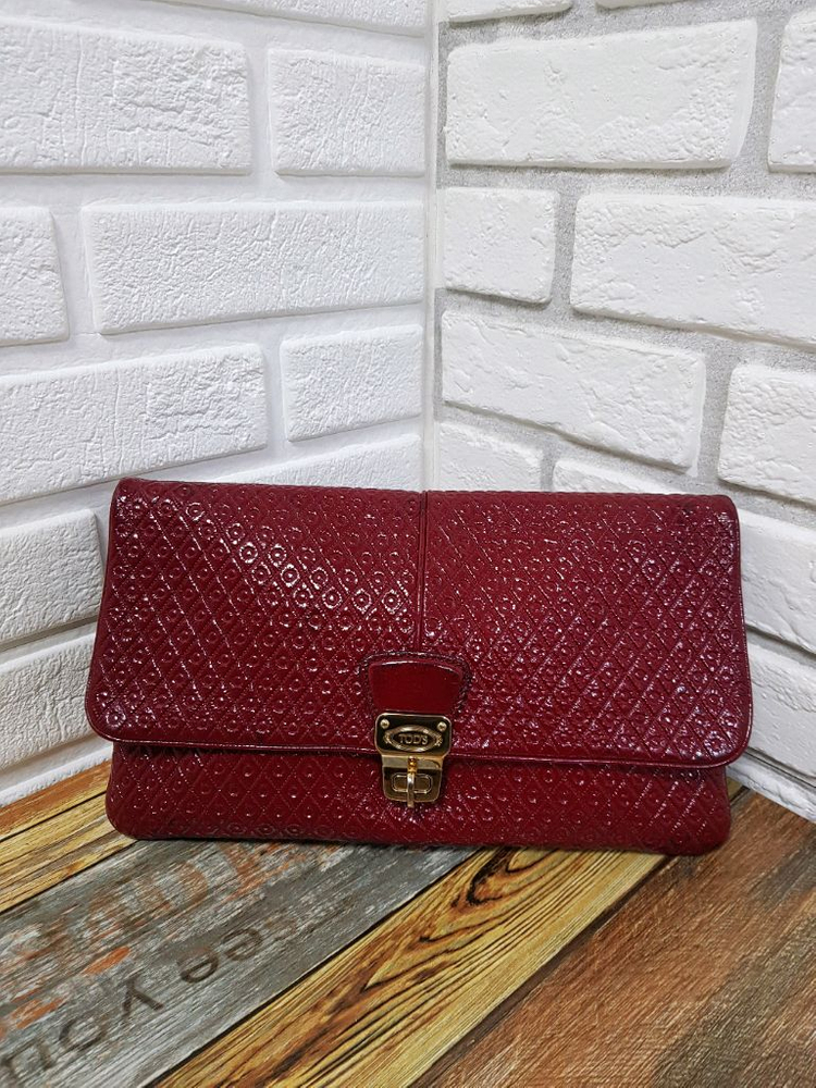 [정품] 토즈 페이던트 버건디 클러치--2