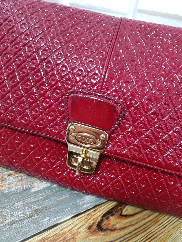 [정품] 토즈 페이던트 버건디 클러치--3