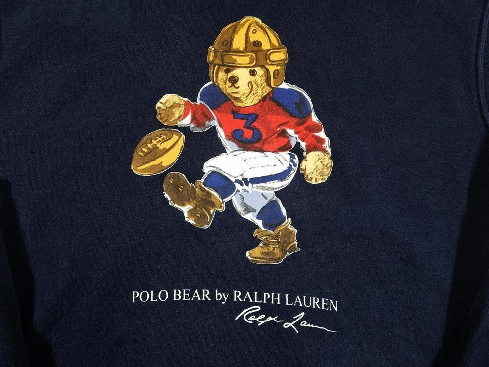 신형 QR 폴로 랄프로렌 풋볼 럭비 베어 후드티 이미지