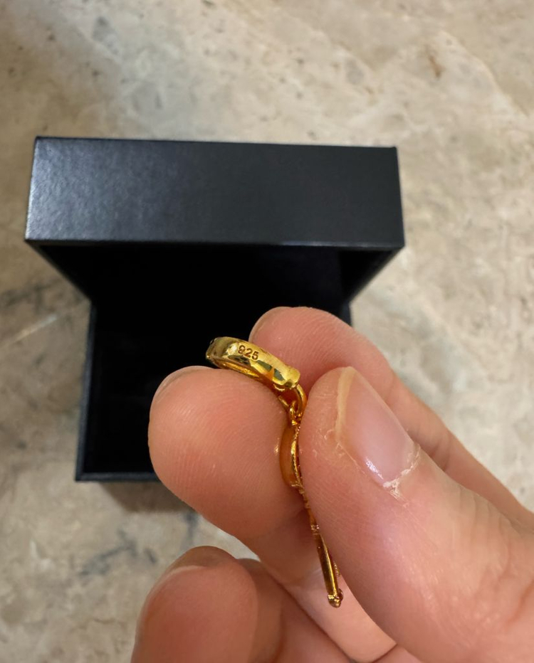 펄리글로우 실버925(14k골드 도금) 크리스탈 열쇠 키 팬던트(새제품)--5