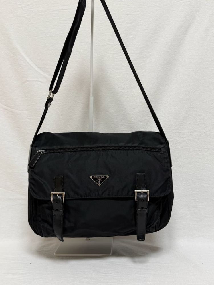 정품 프라다 포코노 나일론 원포켓 블랙 메신저백 크로스백 숄더백--1