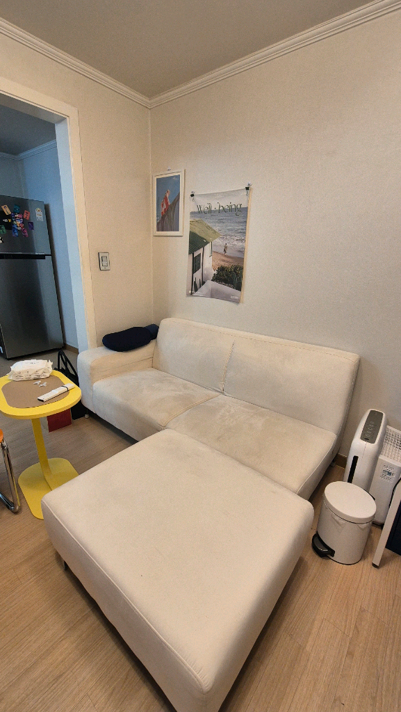 모아나 아쿠아 페브릭 3인용 소파 + 스툴 세트--1