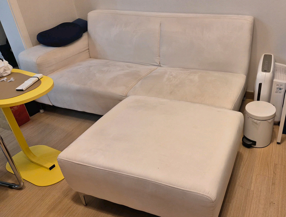 모아나 아쿠아 페브릭 3인용 소파 + 스툴 세트--2