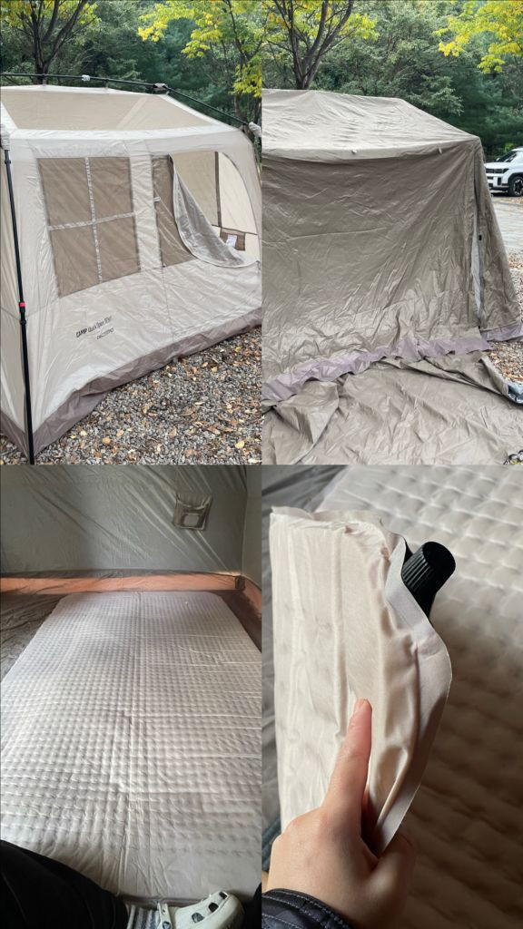 캠핑용품 일괄(텐트2개+윈드스크린타프+자충매트등등)--1